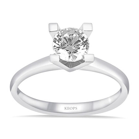 F Renk 0.60 Karat Pırlanta Tektaş Yüzük - HRD Sertifikalı