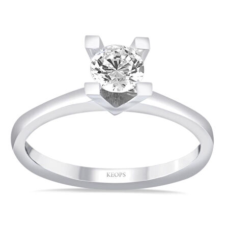 E Renk 0.40 Karat Pırlanta Tektaş Yüzük - HRD Sertifikalı