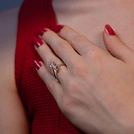 D Renk 0.90 Karat Pırlanta Tektaş Yüzük - HRD Sertifikalı