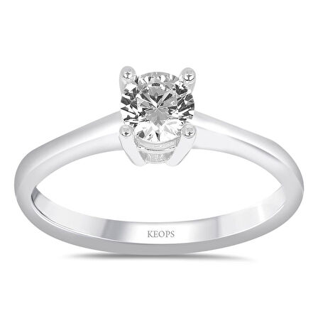 H Renk 0.40 Karat Pırlanta Tektaş Yüzük - HRD Sertifikalı