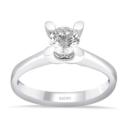 D Renk 0.60 Karat Pırlanta Tektaş Yüzük - HRD Sertifikalı