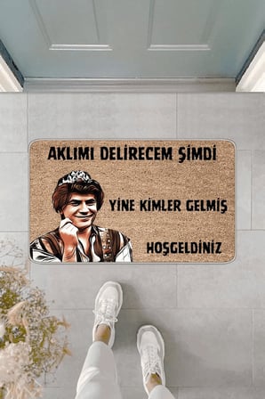 Bej Komik Aklımı Delirecem Şimdi Kapı Önü Paspası KP40-KP41 İkili Paket