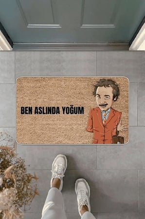 Bej Komik Aklımı Delirecem Şimdi Kapı Önü Paspası KP40-KP41 İkili Paket