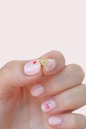 Gold Renkli Taşlı Kurdele Fiyonk Figürlü Piercing Helix Kıkırdak Conch Lob