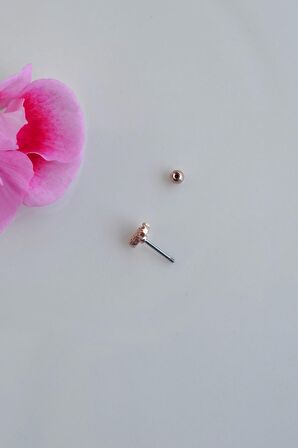 Rose Renkli Taşlı Kurdele Fiyonk Figürlü Piercing Helix Kıkırdak Conch Lob