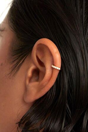 5 mm Taşlı Mini Halka Piercing Forward Helix Daith Helix Tragus Gold Renkli