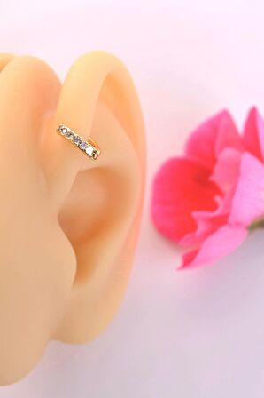 5 mm Taşlı Mini Halka Piercing Forward Helix Daith Helix Tragus Gold Renkli