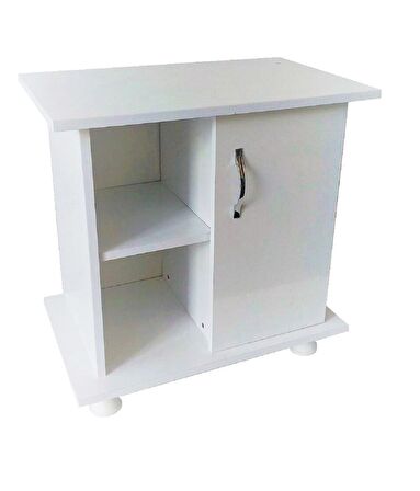 Kanki Pet 65 Cm MDF Akvaryum Düz Beyaz Sehpa 65x40x67