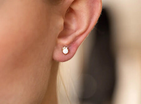 Opal Taşlı Altın Küpe