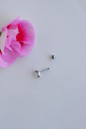 Gümüş Renkli Taşlı Ay Figürlü Piercing Helix Kıkırdak Conch Lob