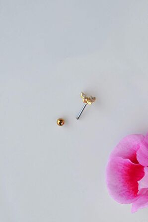 Gold Renkli Kelebek Figürlü Piercing Helix Kıkırdak Conch Lob