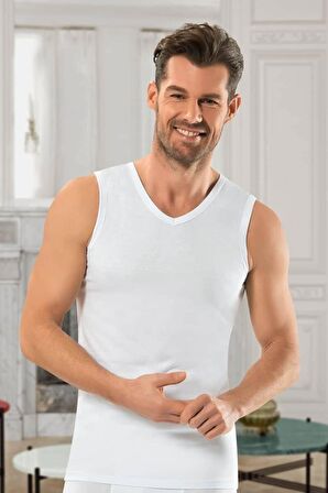 Jiber Erkek V Yaka Sıfır Kol Atlet 6'lı Paket - 123 