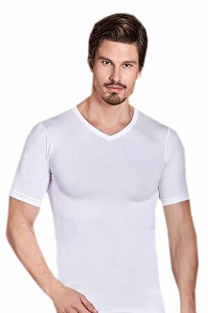 Berrak Erkek Likralı Süprem Kısa Kol V Yaka 6'Lı Paket -1027