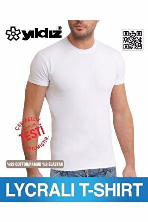 Yıldız Erkek Sıfır Yaka Lycralı T-shirt Fanila 1 Adet -90