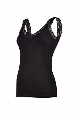 Yıldız Kadın Modal Askıları Dantelli V-Yaka Atlet 3 'Lü Paket -2260-2261-2262