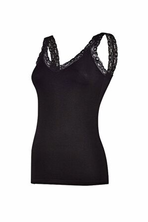 Yıldız Kadın Modal Askıları Dantelli V-Yaka Atlet 3 'Lü Paket -2260-2261-2262