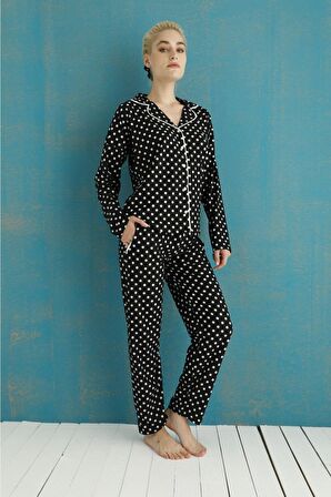 Pijamoni Kadın Süet Boydan Düğmeli Pijama Takımı - 5660-15