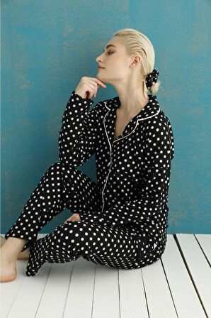 Pijamoni Kadın Süet Boydan Düğmeli Pijama Takımı - 5660-15