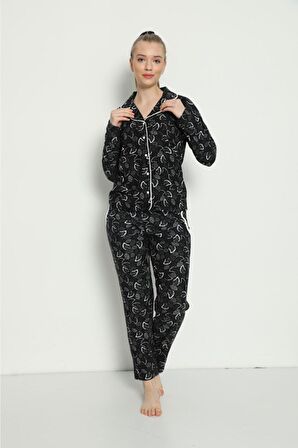 Pijamoni Kadın Süet Boydan Düğmeli Pijama Takımı - 5660-16