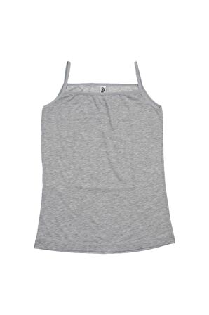 Gümüş Kadın Likralı İp Askılı Düz Biyeli Atlet 4047 - 3 Adet