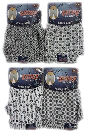 Sedef Yıldızı Erkek Desenli Penye Boxer 1012 - 3 Adet
