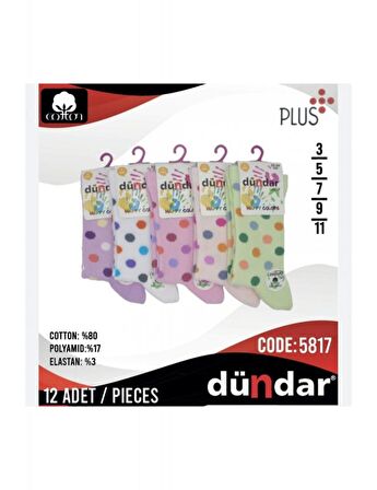Dündar Kız Çocuk Pamuk Desenli Çorap - 6 Adet