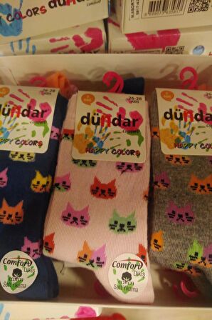 Dündar Kız Çocuk Pamuk Desenli Çorap - 6 Adet