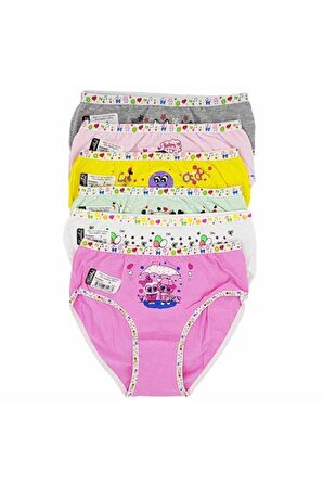 Tutku Kız Çocuk Elastan Önü Baskılı Bato Külot 0832 - 12 Adet