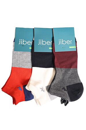 Jiber Erkek Bambu Çift Renk Patik Çorap 6757- 6 Adet
