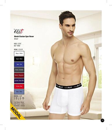 Tutku Elit Erkek Modal Elastan Spor Boxer 1252 - 9 Adet