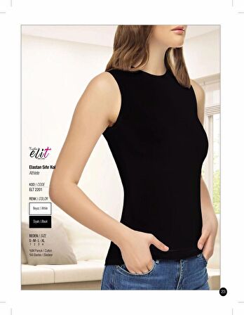 Tutku Elit Kadın Sıfır Kol Likralı Fanila Atlet 2201- 9 Adet 