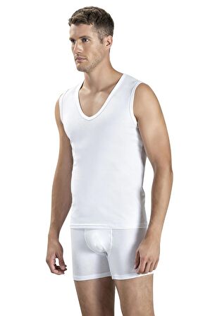 Jiber Erkek Derin V Yaka Sıfır Kol Likralı Fanila Atlet 117 - 3 Adet