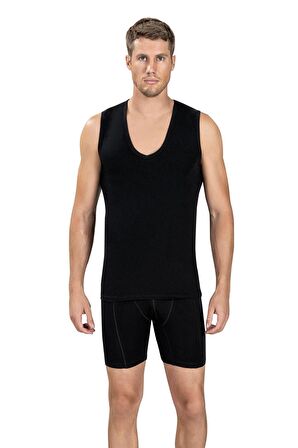 Jiber Erkek Derin V Yaka Sıfır Kol Likralı Fanila Atlet 117 - 6 Adet