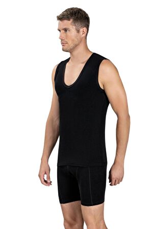 Jiber Erkek Derin V Yaka Sıfır Kol Likralı Fanila Atlet 117 - 6 Adet