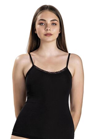 Jiber Kadın Modal Önü Dantelli İp Askılı Atlet 613 - 9 Adet