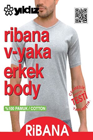 Yıldız Erkek Ribana V Yaka Body Atlet 60/62 - 6 Adet