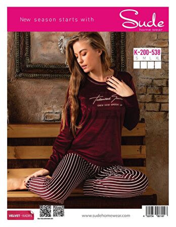 Sude Kadın Kışlık Kadife Pijama Takımı 538- 1 Adet