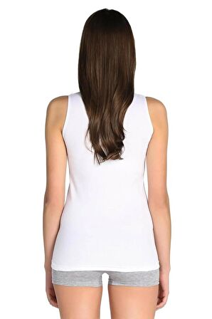 Tutku Kadın Ribana Geniş Askılı Beyaz Atlet 0136 - 12 Adet