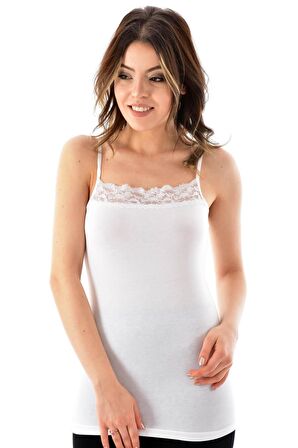 Tutku Kadın Likralı İp Askılı İnce Dantelli Atlet 0175 - 6 Adet