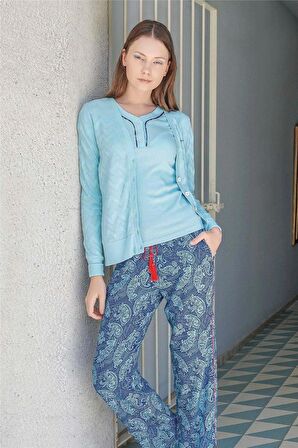 Jiber Kadın Modal V Yaka 3'Lü İnce Pijama Takımı 10048 - 1 Adet