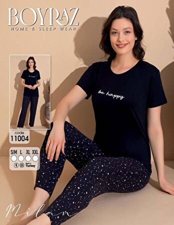 Boyraz Kadın Milan Bisiklet Yaka İnce Kısa Kol Pijama Takımı 11004 - 1 Adet