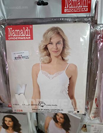 Namaldı Kadın Ribana İp Askılı Güpürlü Atlet 228 - 3 Adet 