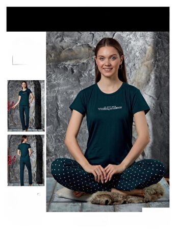 Charme Kadın Milan Bisiklet Yaka Kısa Kol Pijama Takımı P300/421- 1 Adet