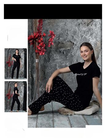 Charme Kadın Milan Bisiklet Yaka Kısa Kol Pijama Takımı P300/396- 1 Adet