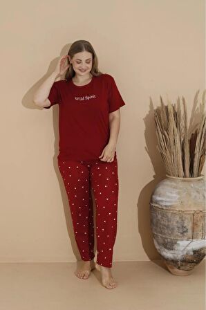 Boyraz Kadın Milan Büyük Beden Bisiklet Yaka Kısa Kol İnce Pijama Takımı 11053 - 1 Adet