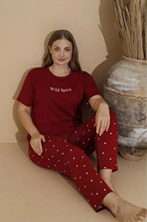 Boyraz Kadın Milan Büyük Beden Bisiklet Yaka Kısa Kol İnce Pijama Takımı 11053 - 1 Adet