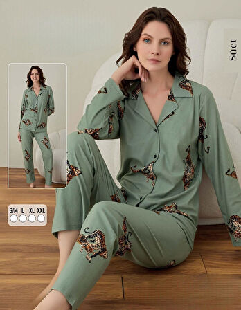 Boyraz Kadın Süet Boydan Düğmeli Pijama Takımı 02001- 1 Adet