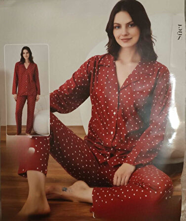 Boyraz Kadın Süet Boydan Düğmeli Pijama Takımı 02021 - 1 Adet