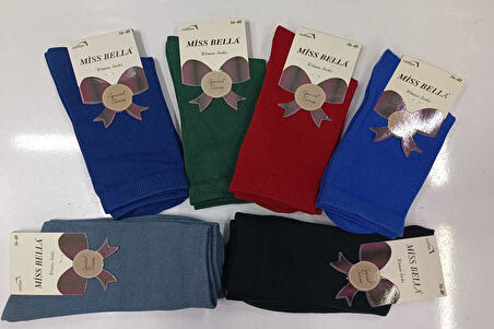 Miss Bella Kadın Pamuklu Soket Düz Koyu Pastel Çorap 01 - 12 Adet