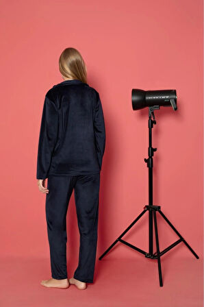 Charme Kadın Kışlık Gömlek Yaka Kadife Pijama Takımı P301/515- 1 Adet